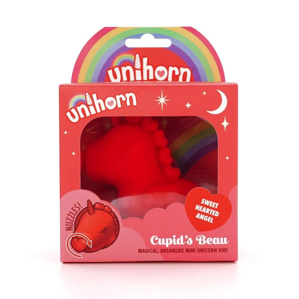 Unihorn - Cupid's Beau - egyedi, 10 funkciós masszírozó és csiklóizgató egyszarvú (USB) - piros