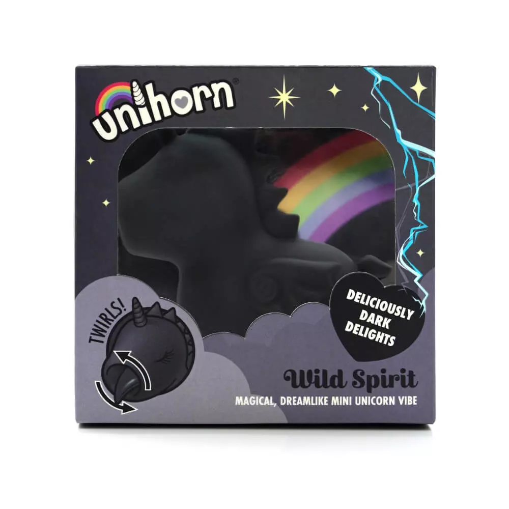Unihorn - Wild Spirit - egyedi, 10 funkciós masszírozó és csiklóizgató egyszarvú (USB) - fekete