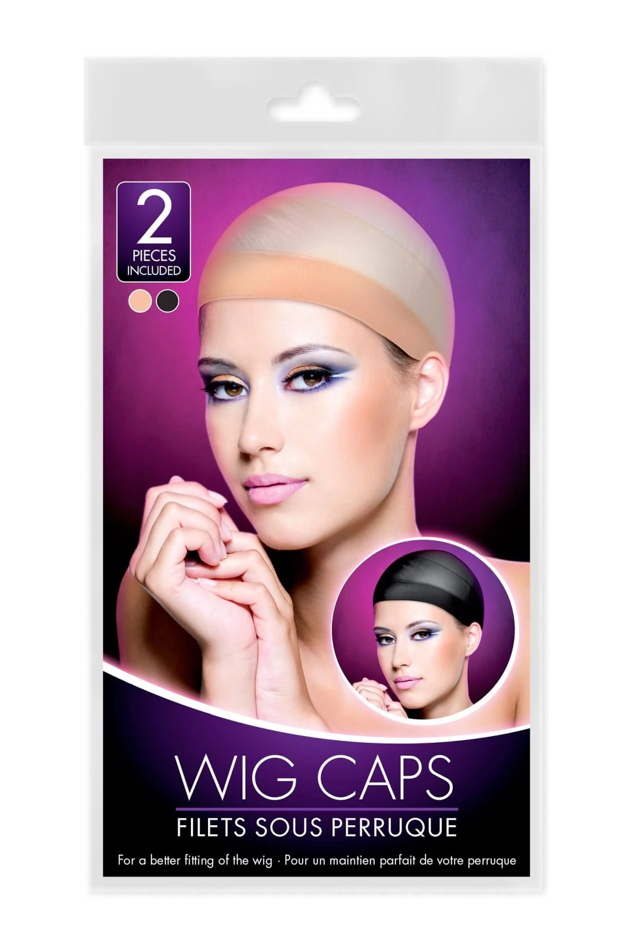 World Wigs  - Wig Caps 2 Filets Sous Perruques - hajháló paróka alá (2db/cs) - fekete/natúr