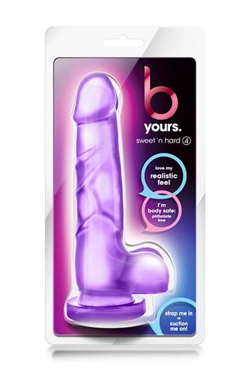 Blush - B Yours - Sweet' n Hard 4 - rögzíthető, élethű herés dildó (lila)