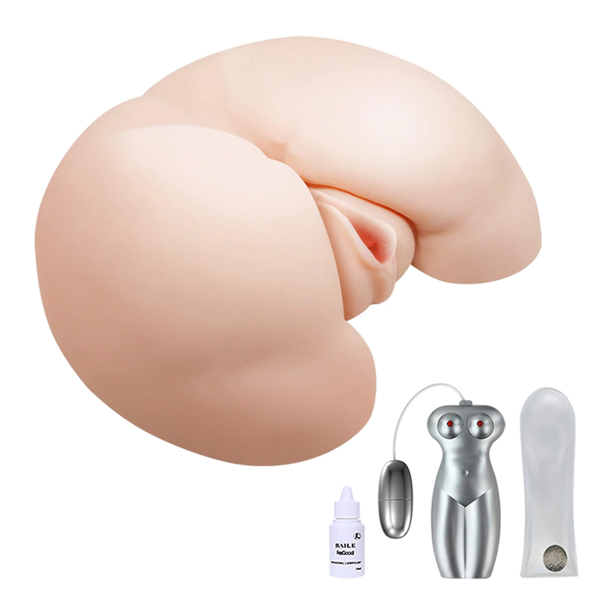 Debra - Realistic Vagina & Ass 1 - interaktív, élethű vagina és ánusz maszturbátor wired vibrotojással (natúr)
