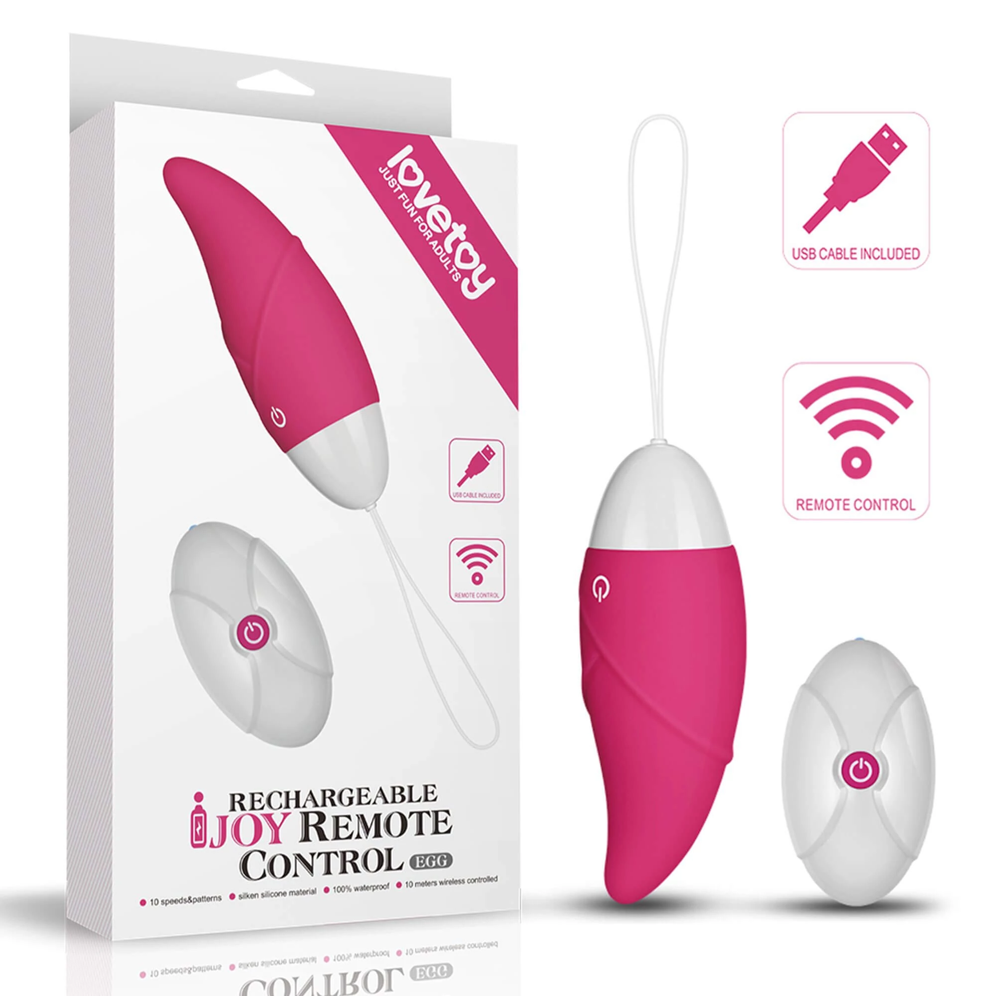 Lovetoy - Ijoy - Wireless Remote Control Rechargeable Egg #3 - 10 funkciós, wireless vibrotojás (USB) - pink
