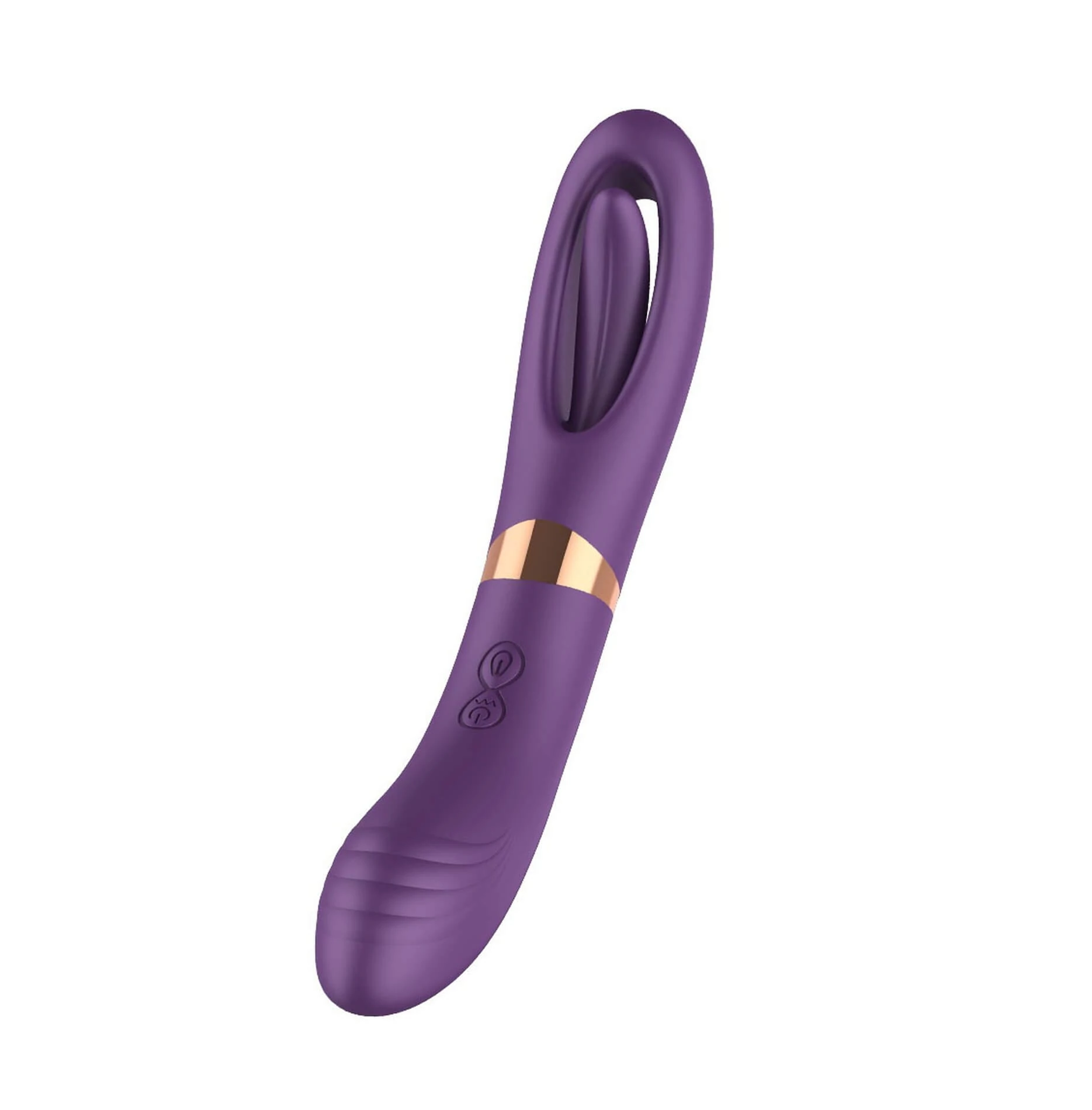 B-Series Joy - Flicking Dual G-Spot Vibrator - 10 funkciós, duplavégű nyaló és G-pont vibrátor (USB) - lila