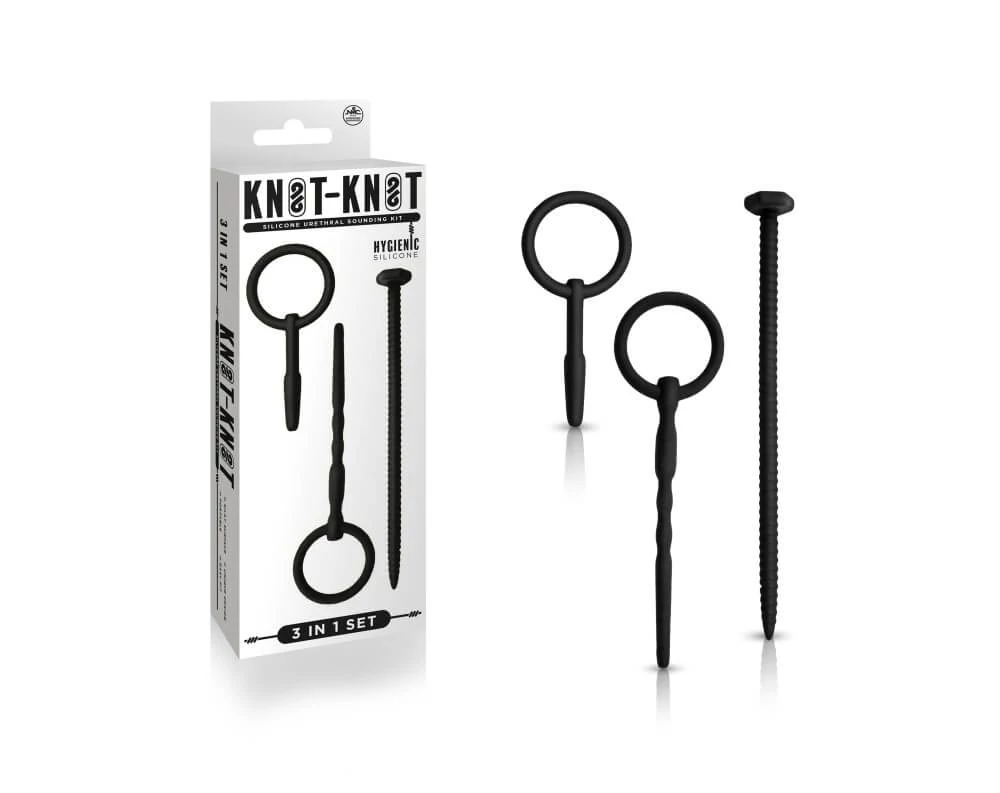 Nmc - Knot-Knot Silicone Urethral Sounding Kit I - szilikon hugycső tágító szett (3db/cs) - fekete