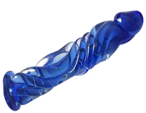 Passion Labs - Real Tip Dildo - temperálható, élethű, üvegdildó - (16cm) - kék
