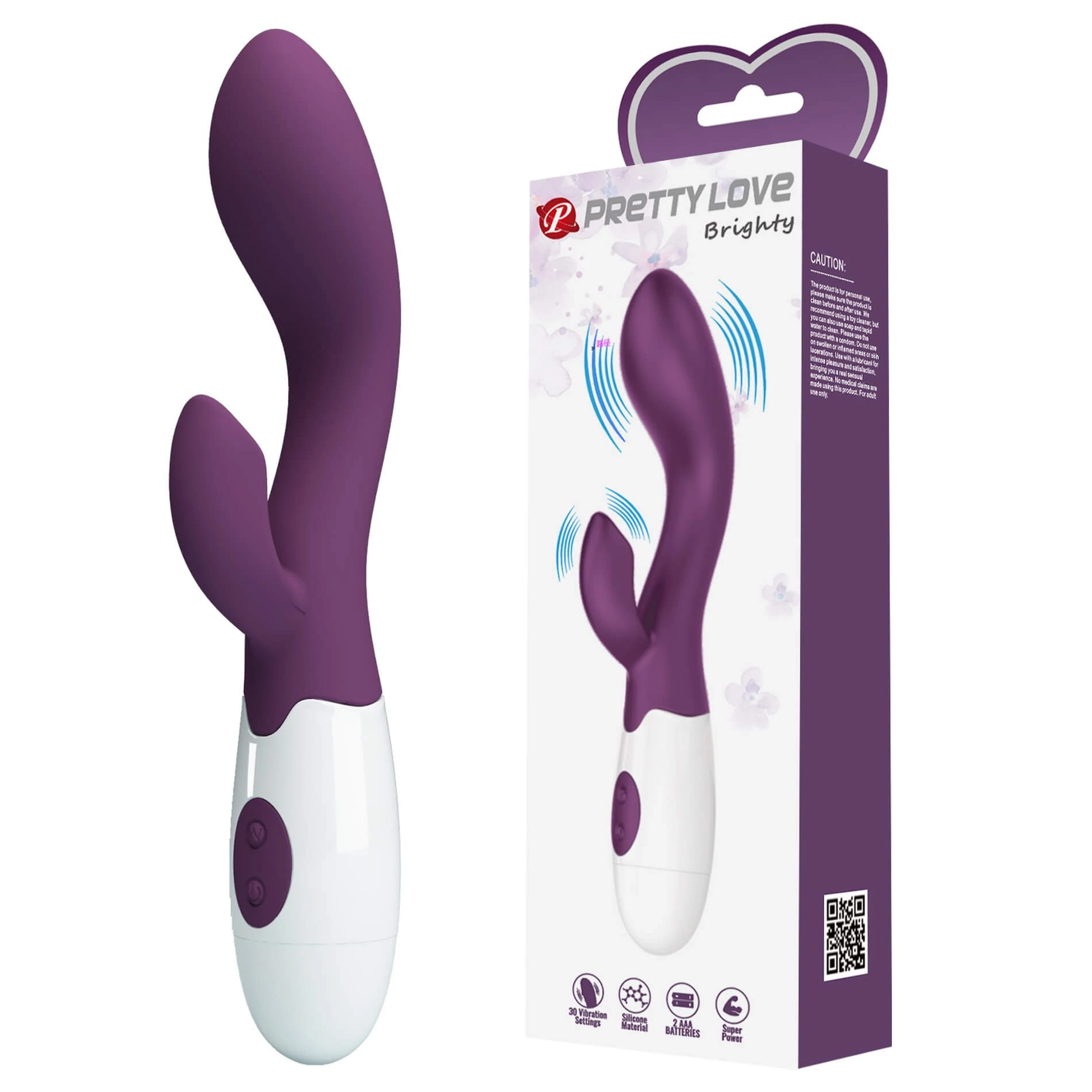 Pretty Love - Brighty - 30 funkciós csiklóizgató és G-pont vibrátor (20cm) - sötét lila