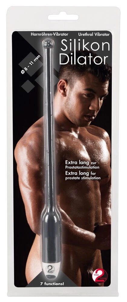 You2Toys - Silicone Dilator Extra Long - extra hosszú, 7 funkciós, vibrációs  hugycső tágító (27 cm) - fekete