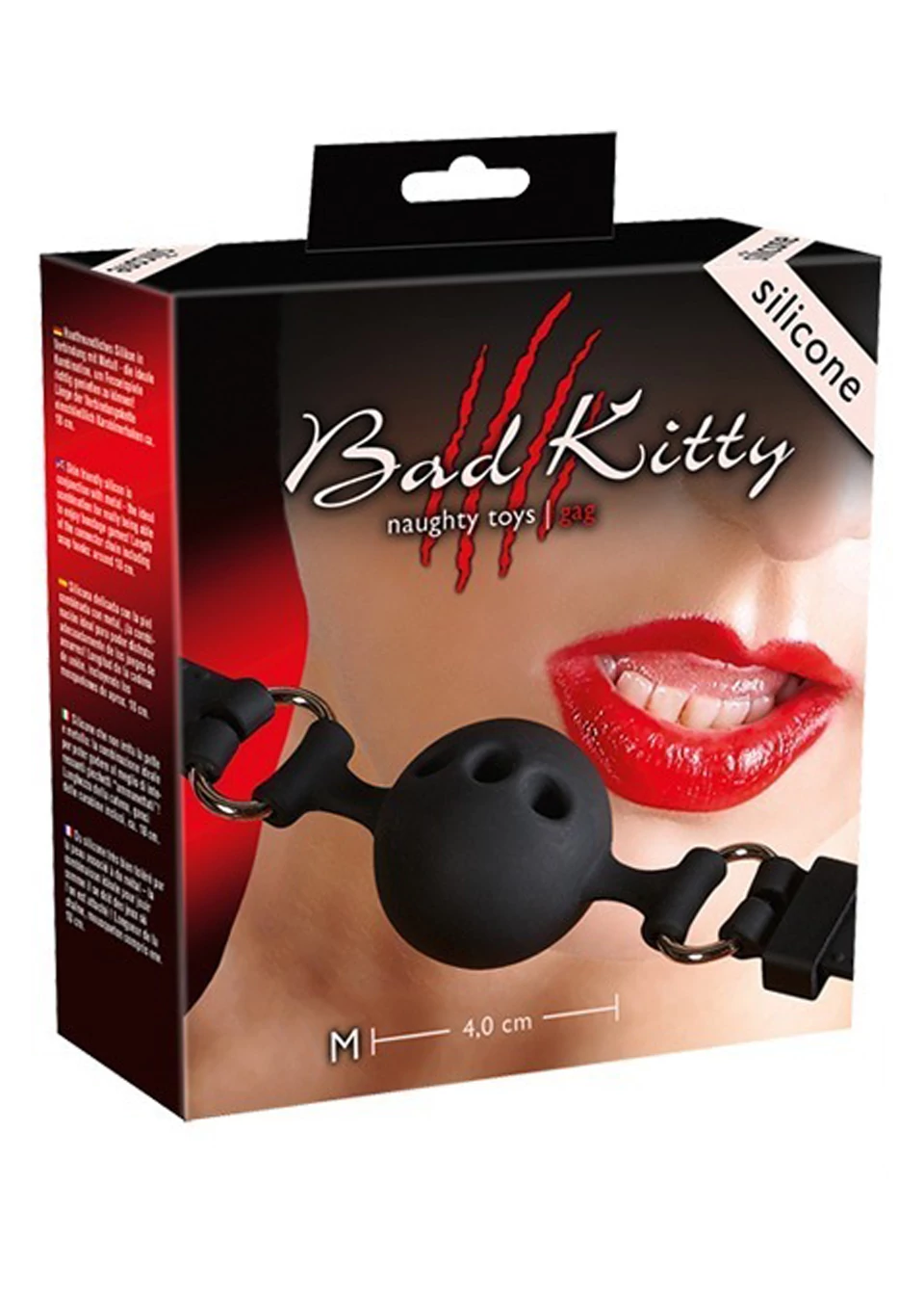 Bad Kitty - Naughty Toys - szilikon szájpecek (M) - fekete