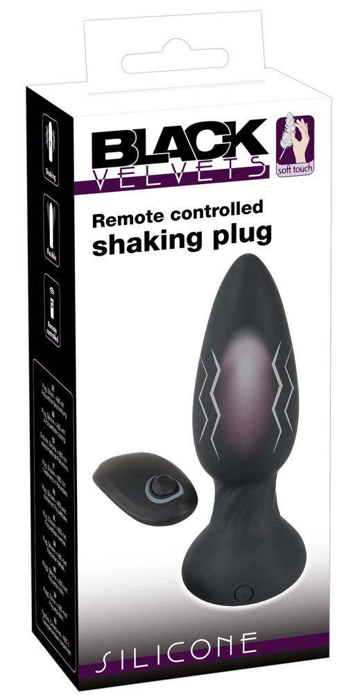 Black Velvets - Shaking Plug - 7 funkciós, wireless, vibrációs análdugó (USB) - fekete