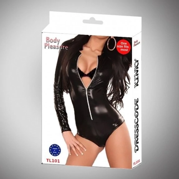 Body Pleasure - hosszú-ujjas weetlook dress (M/L) - fekete