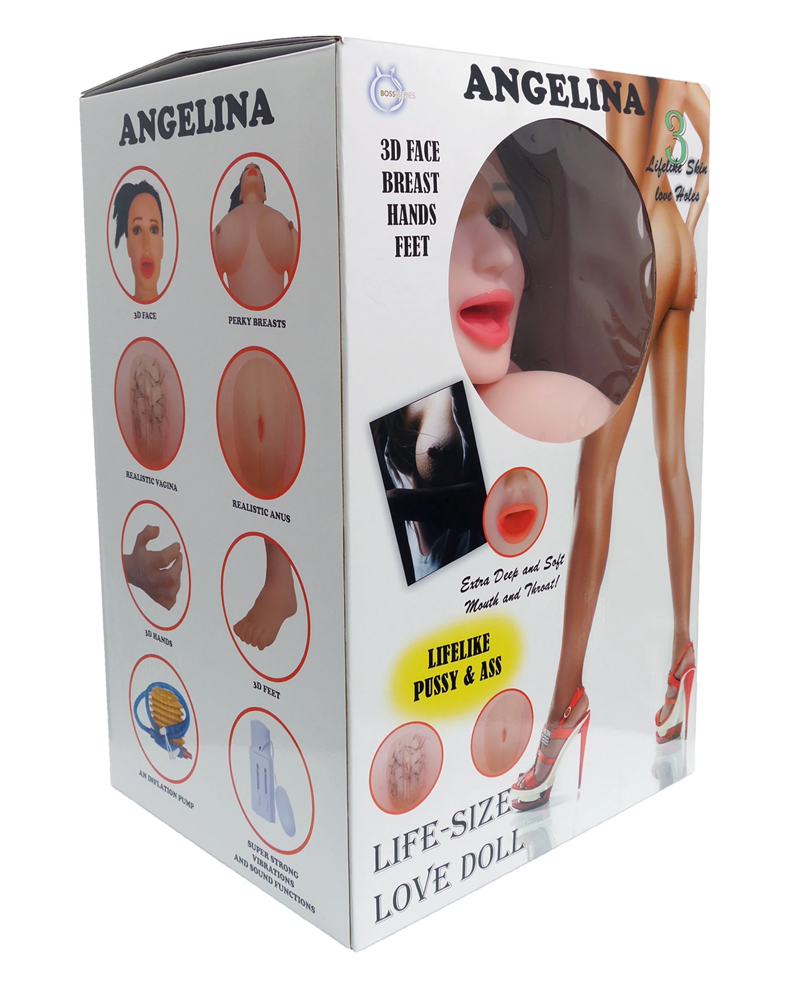 Boss Series - Angelina 3D - prémium, élethű, vibrációs guminő szett