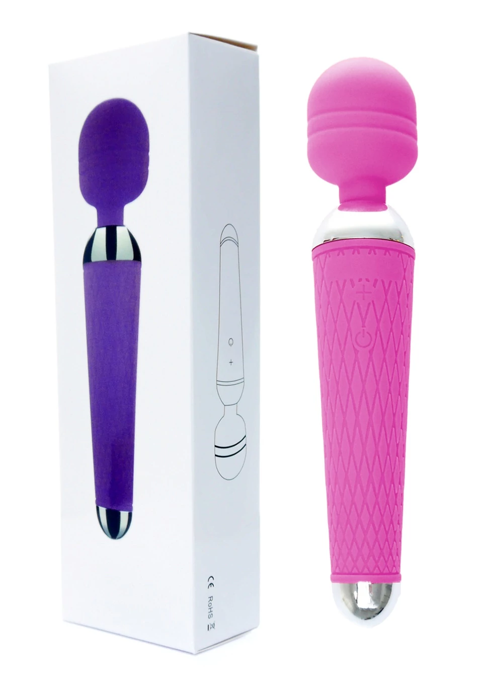 Boss Series - Power Massager Wand - 10 funkciós szilikon masszírozó vibrátor (USB) - lila