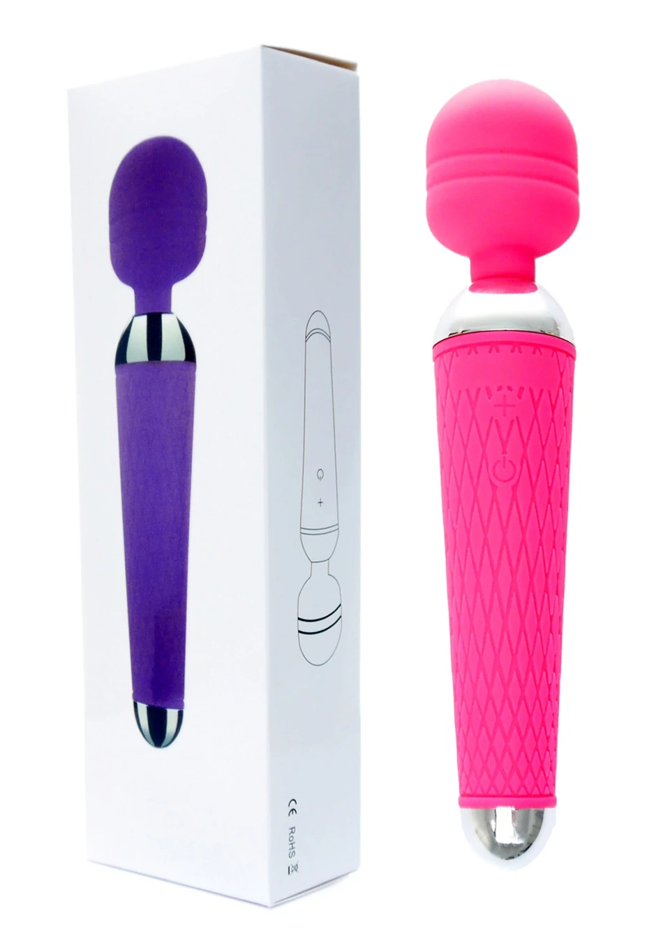 Boss Series - Power Massager Wand - 10 funkciós szilikon masszírozó vibrátor (USB) - pink