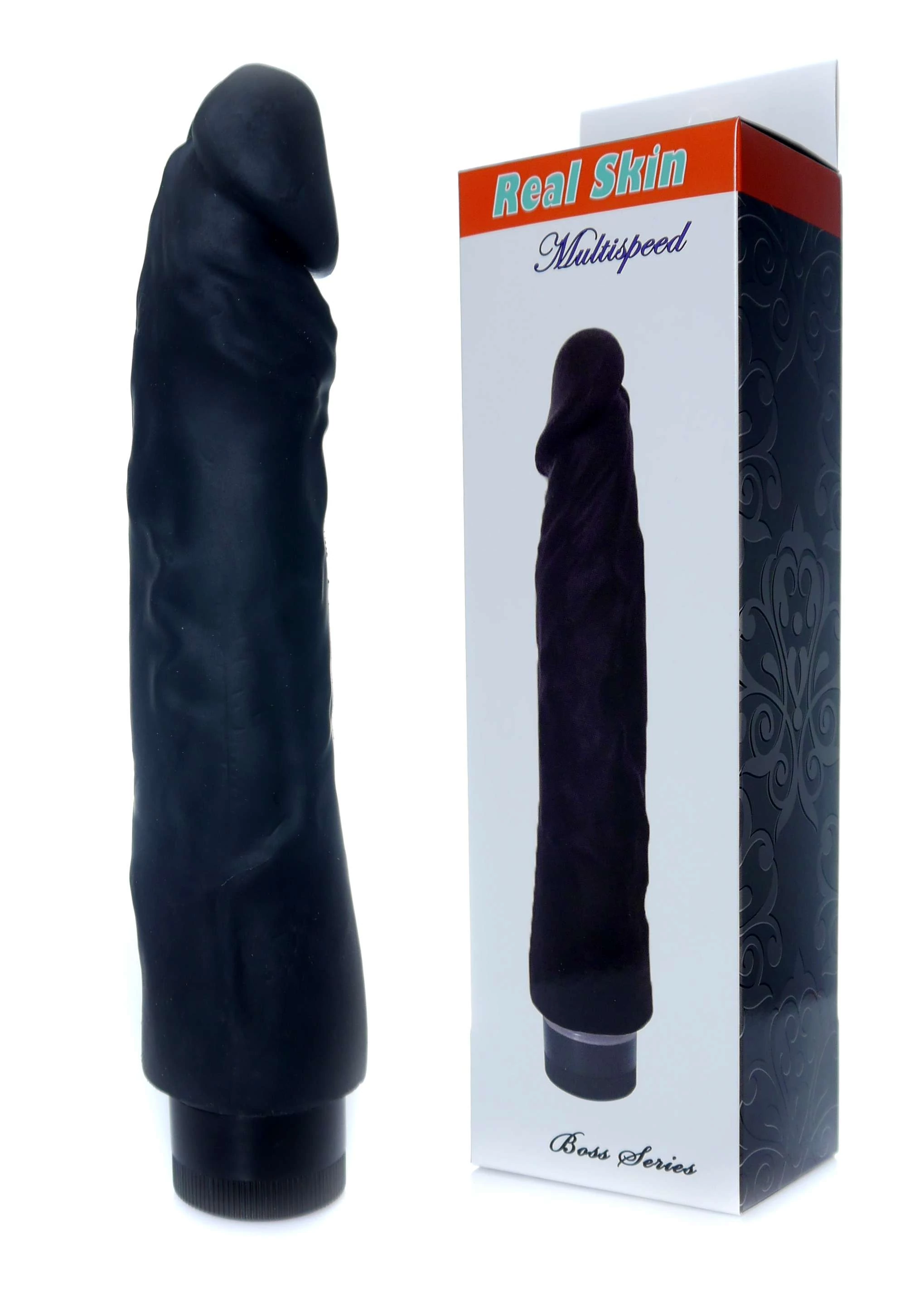 Boss Series - Real Skin Multispeed - élethű vibrátor (22,5cm) - fekete