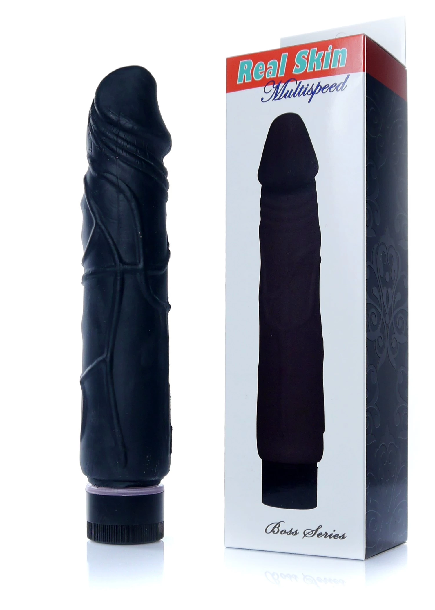 Boss Series - Real Skin Multispeed - élethű vibrátor (22cm) - fekete