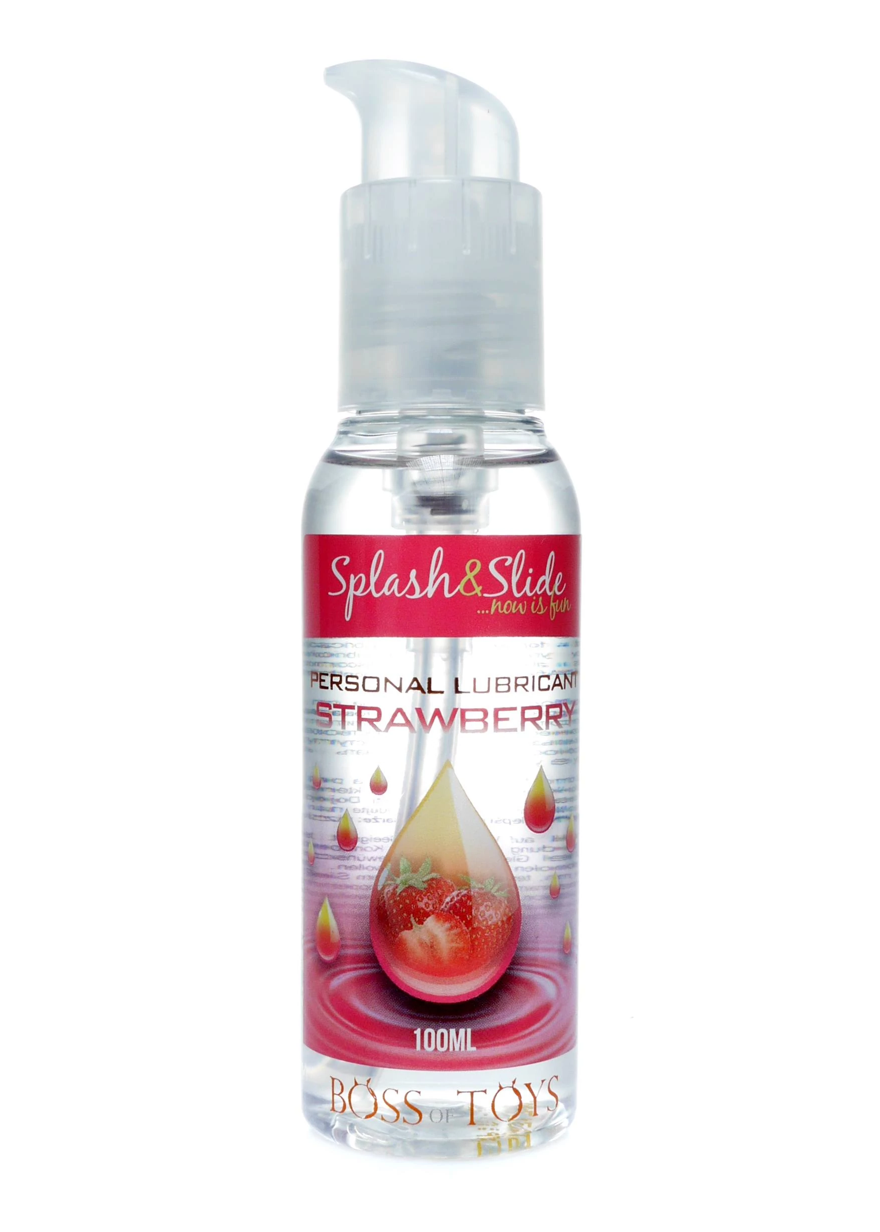 Boss Series - Splash & Slide Strawberry - ízesített vízbázisú síkosító (100ml) - eper