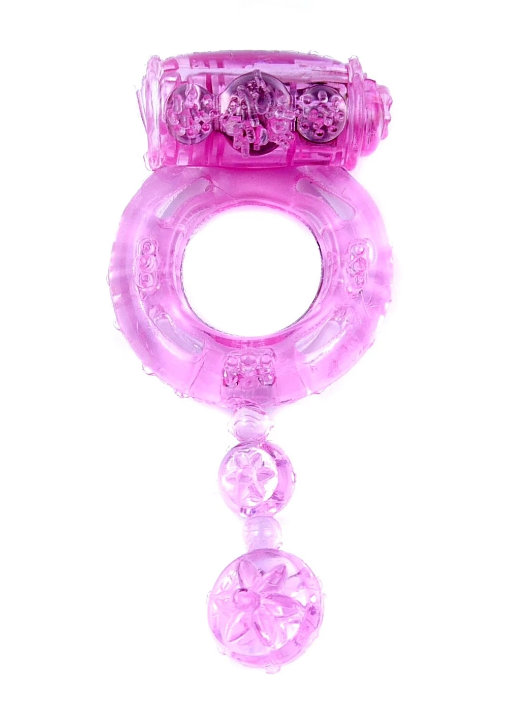 Boss Series - Vibro Cockring - vibrációs péniszgyűrű csiklózgató gyöngyökkel (pink)