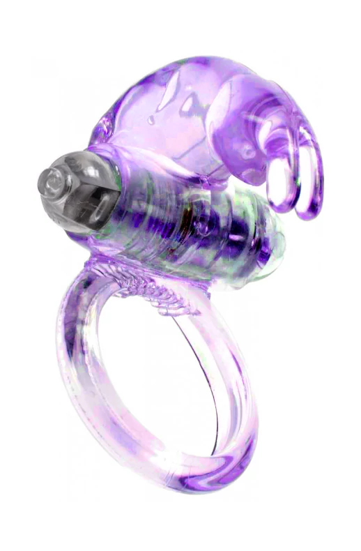 Boss Series - Vibro Cockring - vibrációs péniszgyűrű nyuszis csiklóizgatóval (lila)