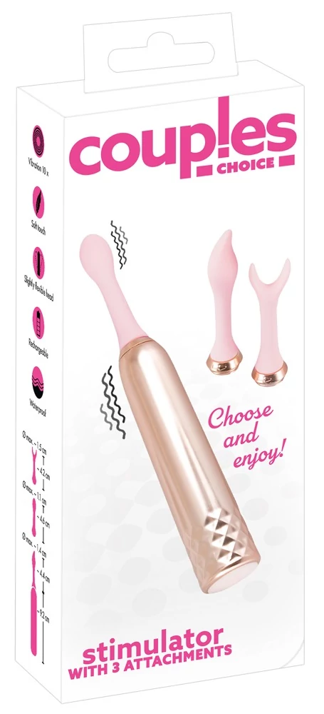 Couples Choice - 10 funkciós, rugalmas masszírozó cserélhető fejekkel (USB) - natúr