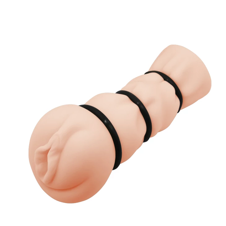 Crazy Bull - Pocket Pussy 3D - élethű, bordázott, vagina maszturbátor 3 gyűrűvel (natúr)