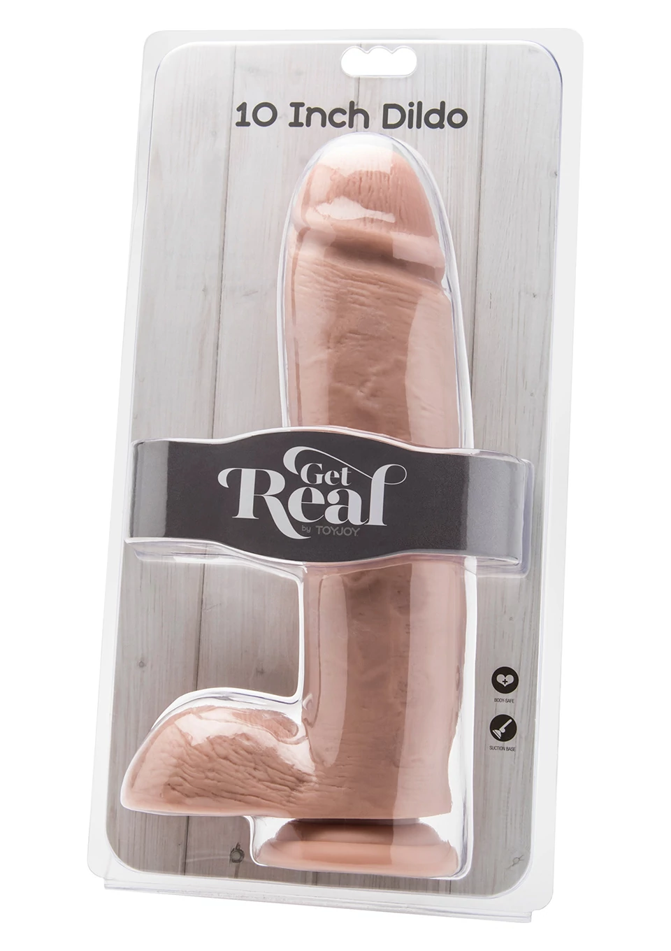ToyJoy - Get Real - 10 Inch Dildo - élethű, rögzíthető, herés dildó (natúr)