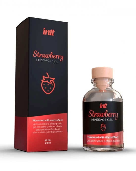 Intt - Massage Gel Strawberry - melegítő hatású masszásgél (30ml) - eper
