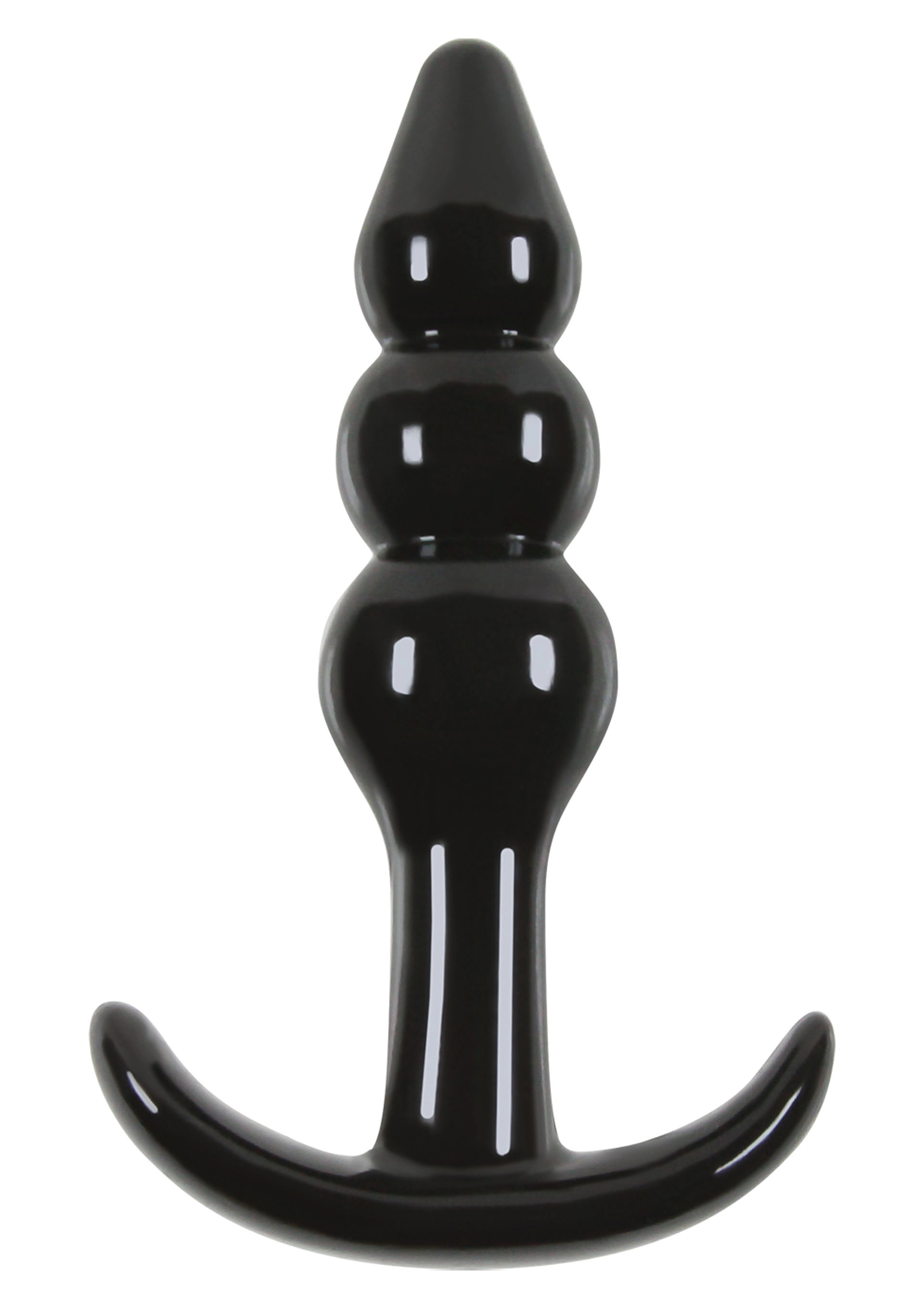 NS Novelties - Jelly Rancher Ripple T-Plug - 3 szemes, análhorog (fekete)