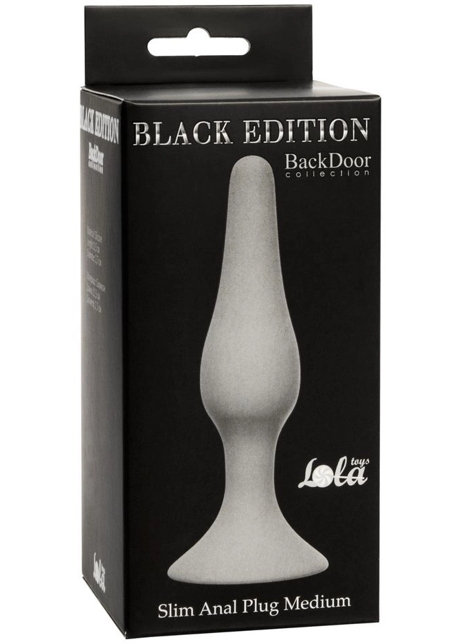 Lola Toys - Backdoor Series - Black Edition - rögzíthető, közepes méretű, vékony análkúp (szürke)