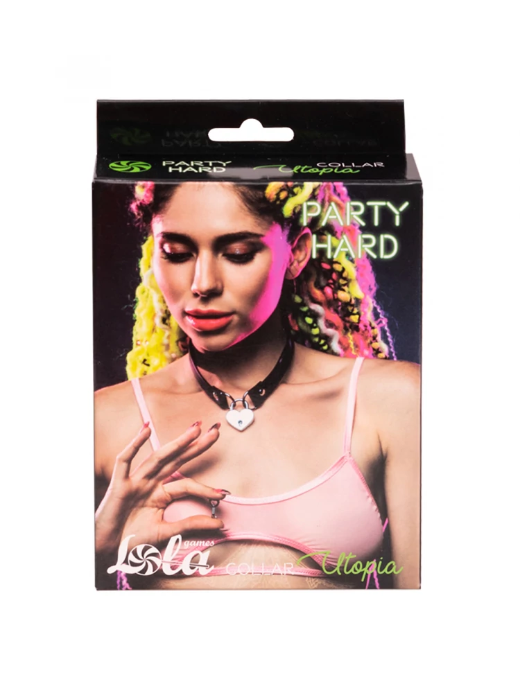 Lola Toys - The Collar Party Hard Utopia- nyakörv szívlakattal(fekete)