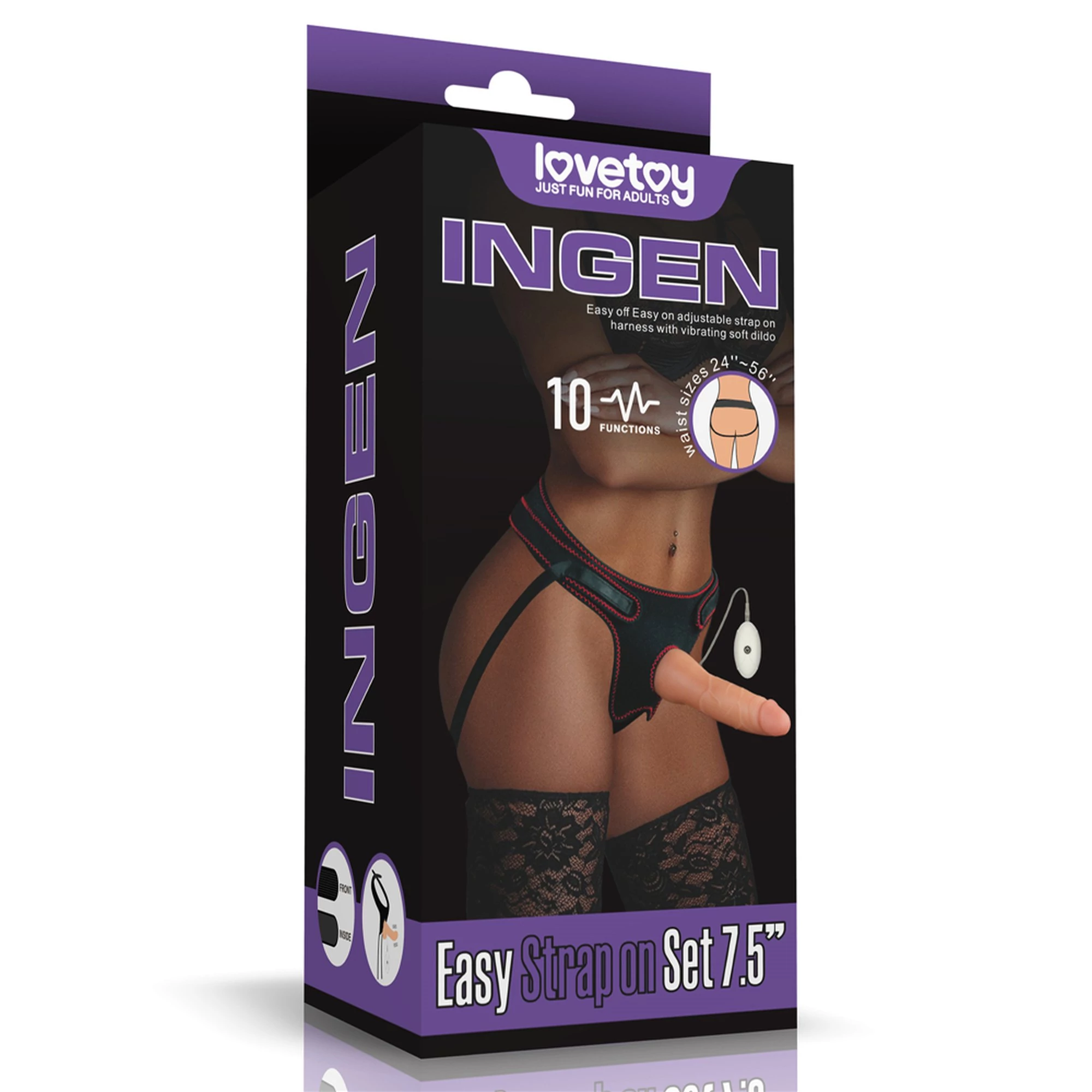 Lovetoy - Ingen - Easy Strapon Set 7.5'' - wired, felcsatolható, élethű vibrátor hámmal (natúr)