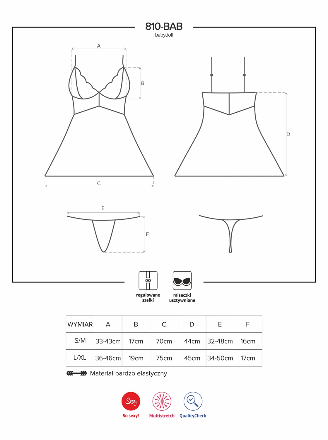 Obsessive - 810-BAB-2 - csipke babydoll és tanga szett (S/M) - fehér