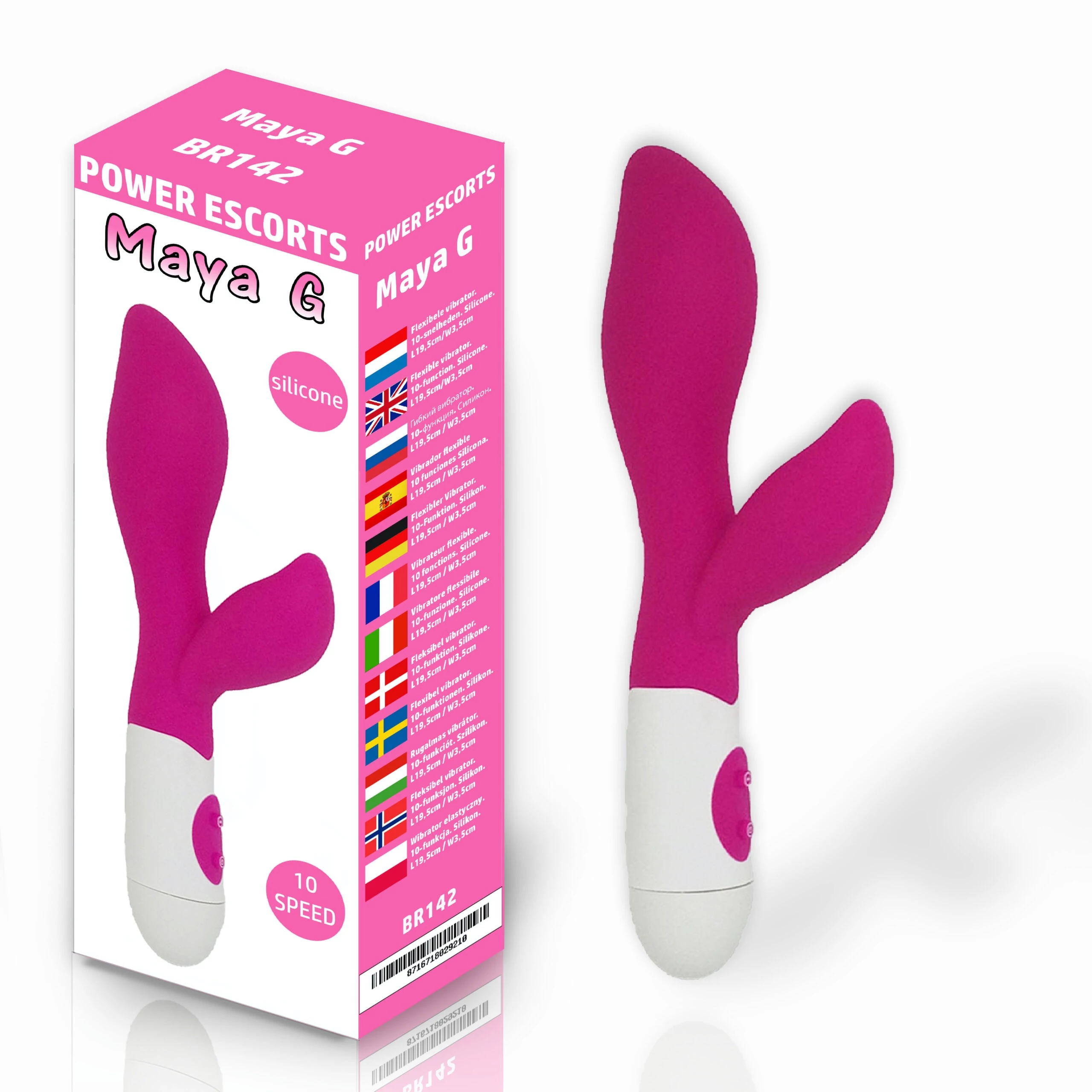 Power Escorts - Maya G - 10 funkciós csiklóizgató és G-pont vibrátor (20cm) - pink