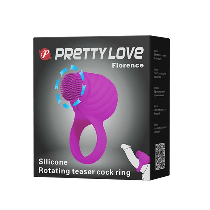 Pretty Love - Florence - vibrációs péniszgyűrű forgófejes csiklóizgatóval (USB) - lila