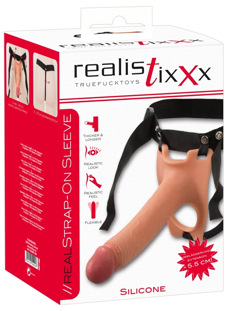 Realistixxx - Real Strap On Sleeve - élethű, felcsatolható péniszköpeny hevederrel - natúr