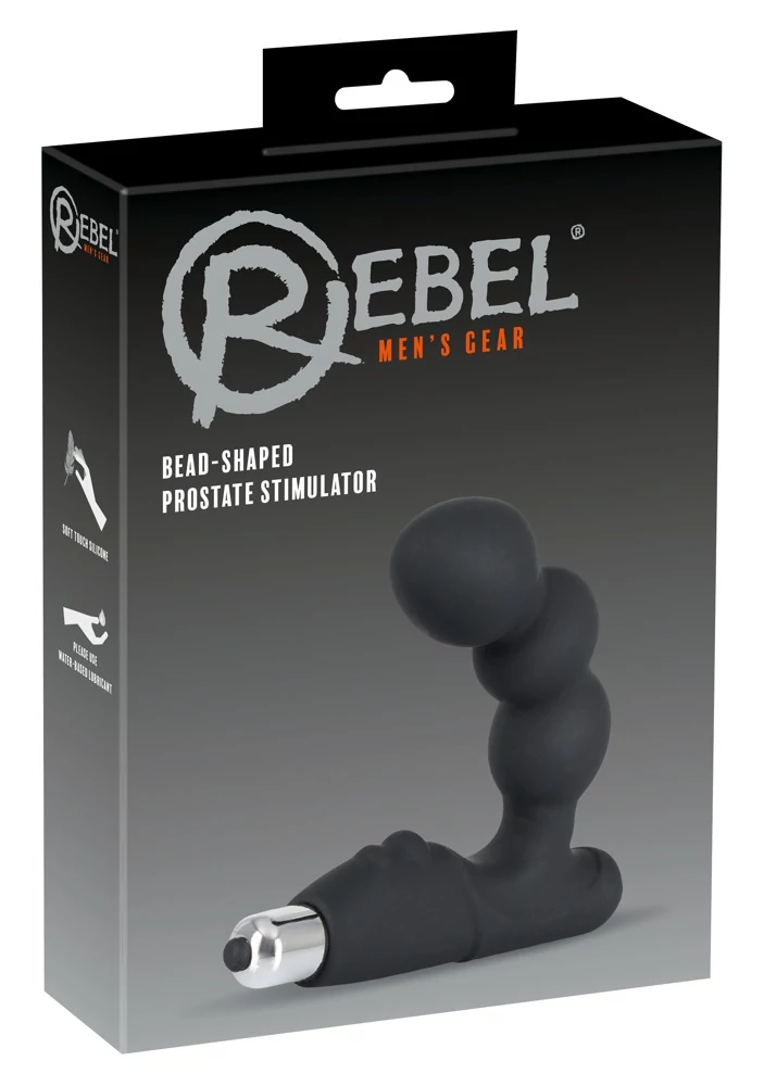 Rebel - Men's Gear Bead Shaped Prostate Stimulator - vibrációs, gyöngyös prosztata masszírozó (fekete)