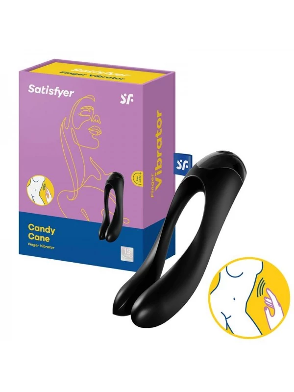 Satisfyer - Candy Cane - prémium szilikon kétágú vibrátor (USB) - fekete