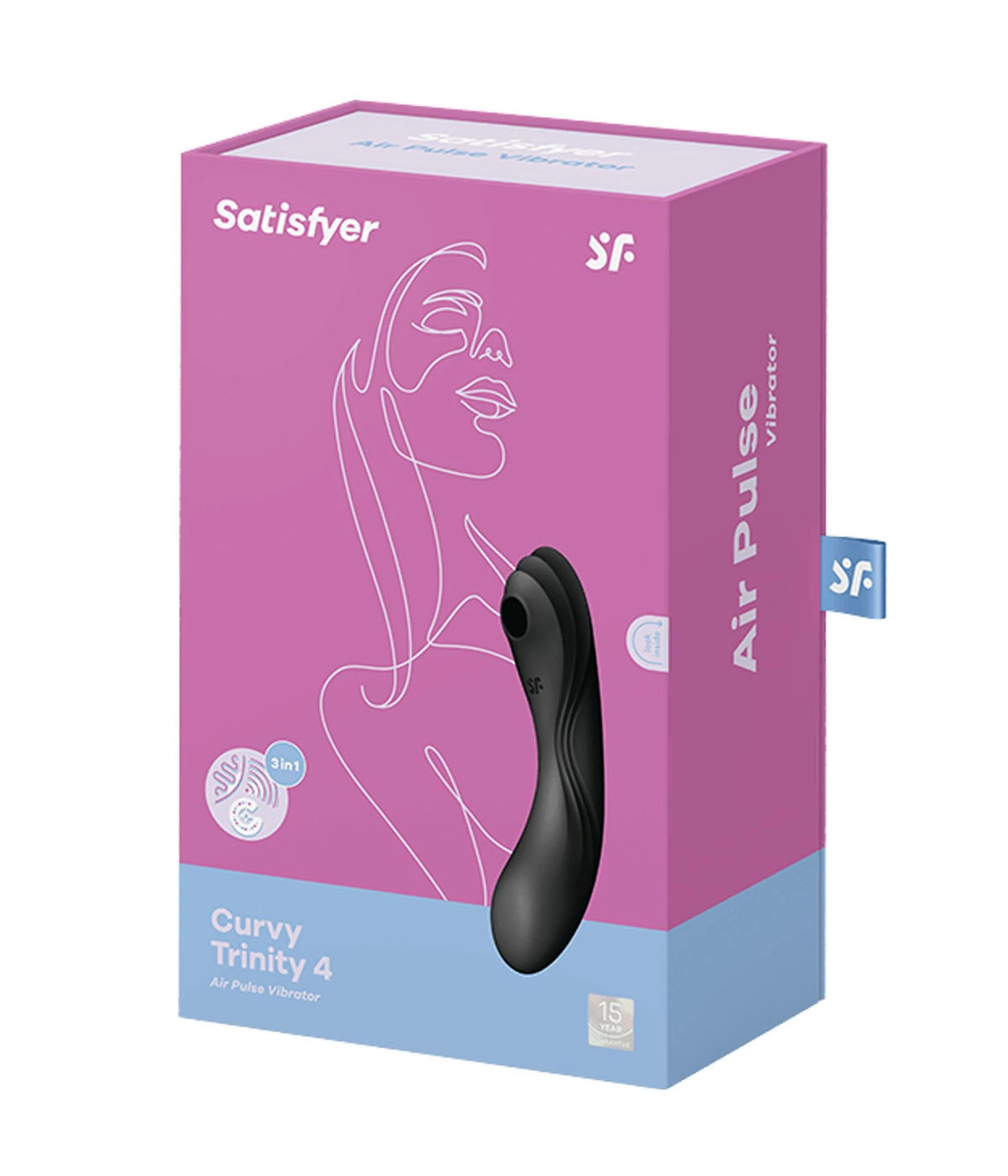 Satisfyer - Curvy Trinity 4 - prémium léghullámos csiklóizgató és G-pont vibrátor (USB) - fekete