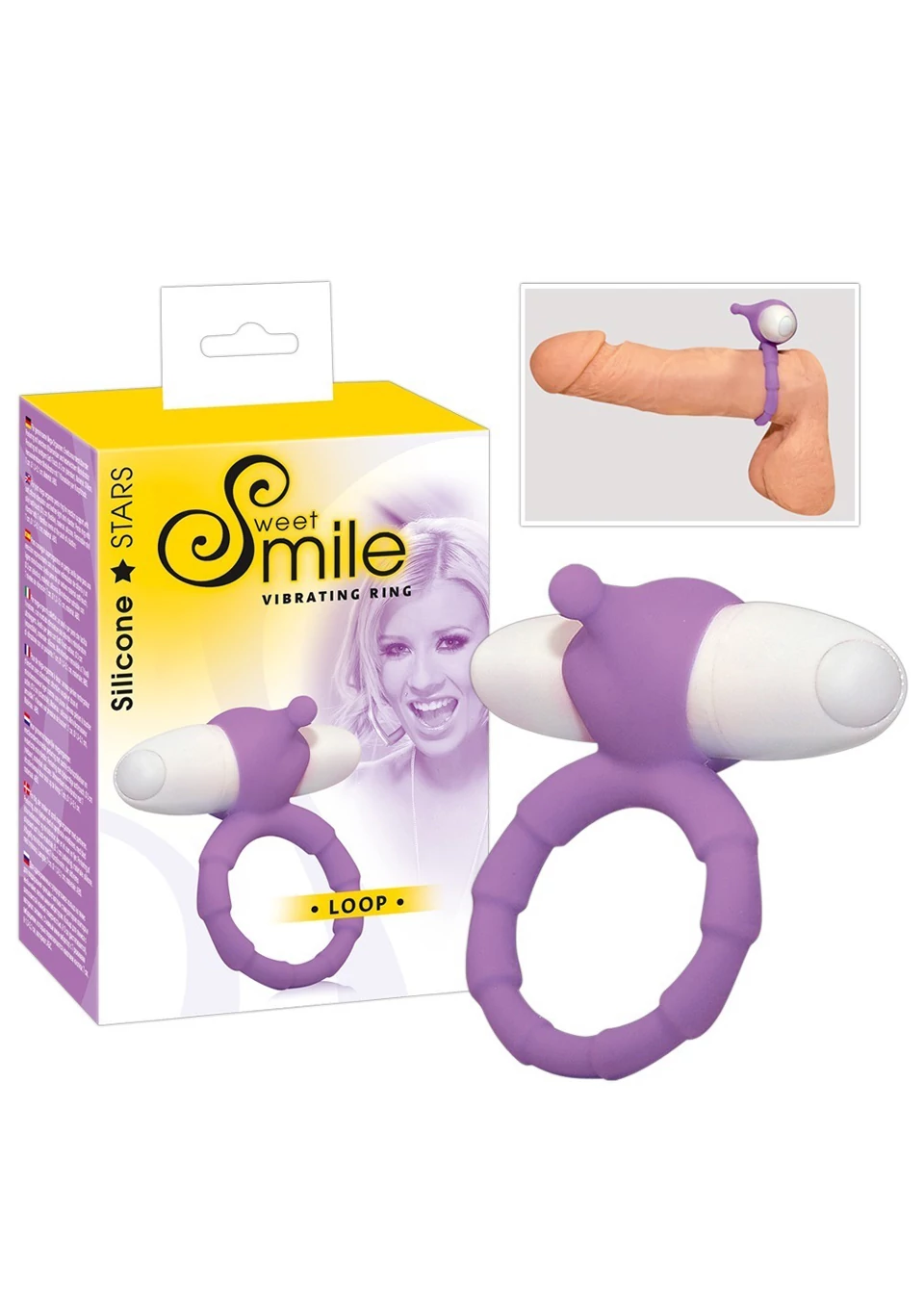 Sweet Smile - Loop - szilikon vibrációs péniszgyűrű (lila)