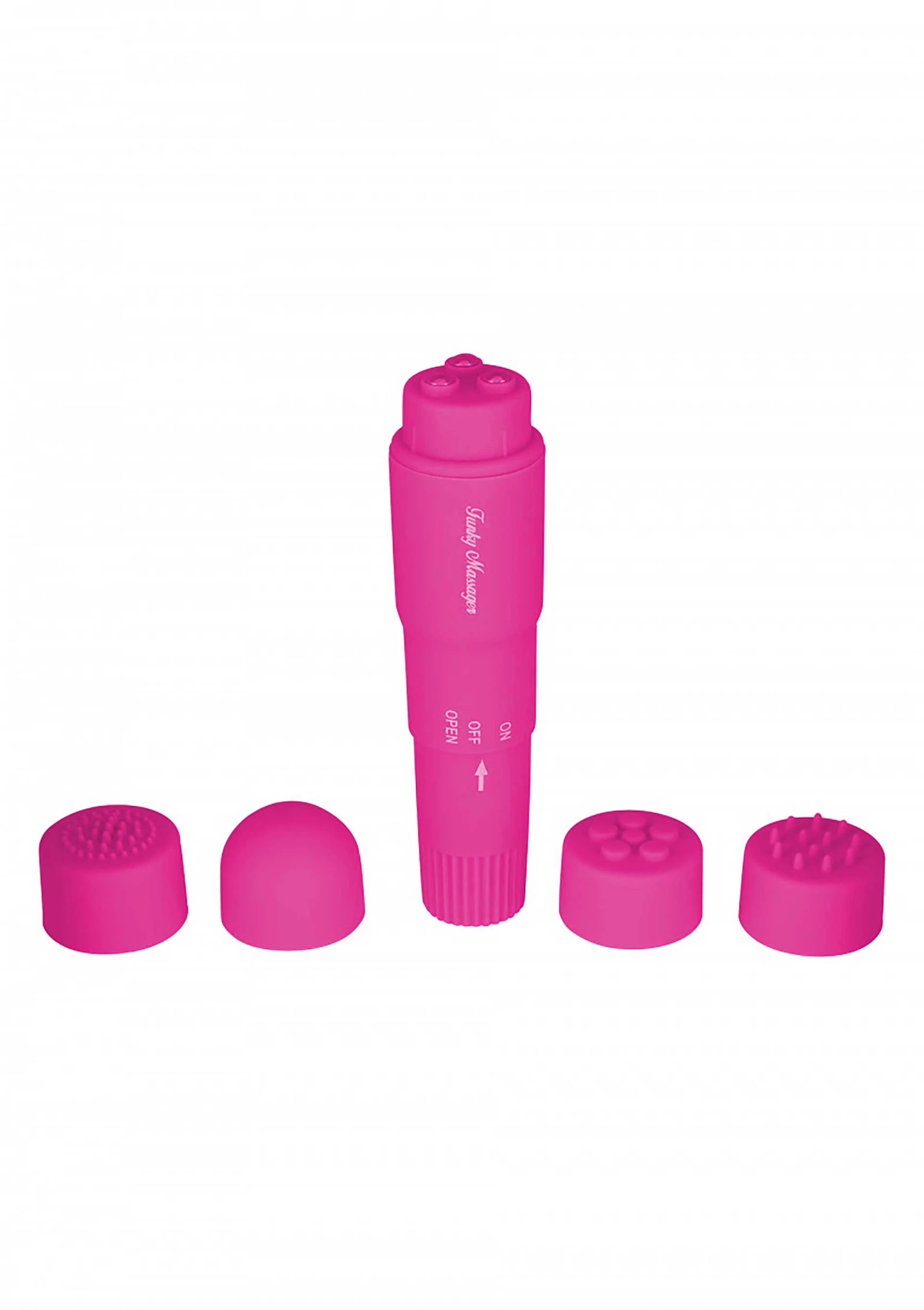 ToyJoy - Funky Massager - mini masszírozó vibrátor cserélhető fejekkel (9,5cm) - ibolya