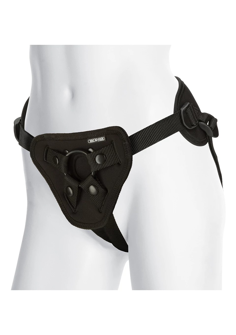 Vac-U-Lock - Supreme Harness - Platinum Edition - felcsatolható hám dildóval és 2 gyűrűvel (fekete)