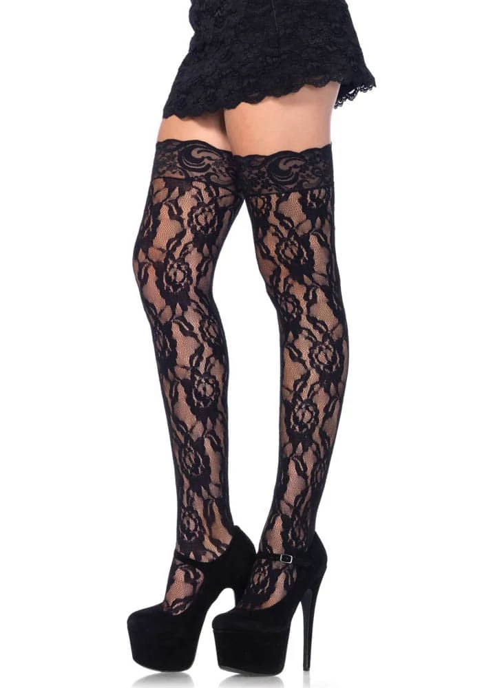 Leg Avenue - 729762 - különleges mintázatú combfix (O/S) - fekete