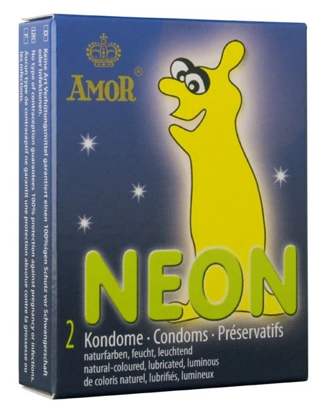 Amor - Neon - foszforeszkáló gumi óvszer (2db/cs)