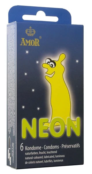 Amor - Neon - foszforeszkáló gumi óvszer (6db/cs)