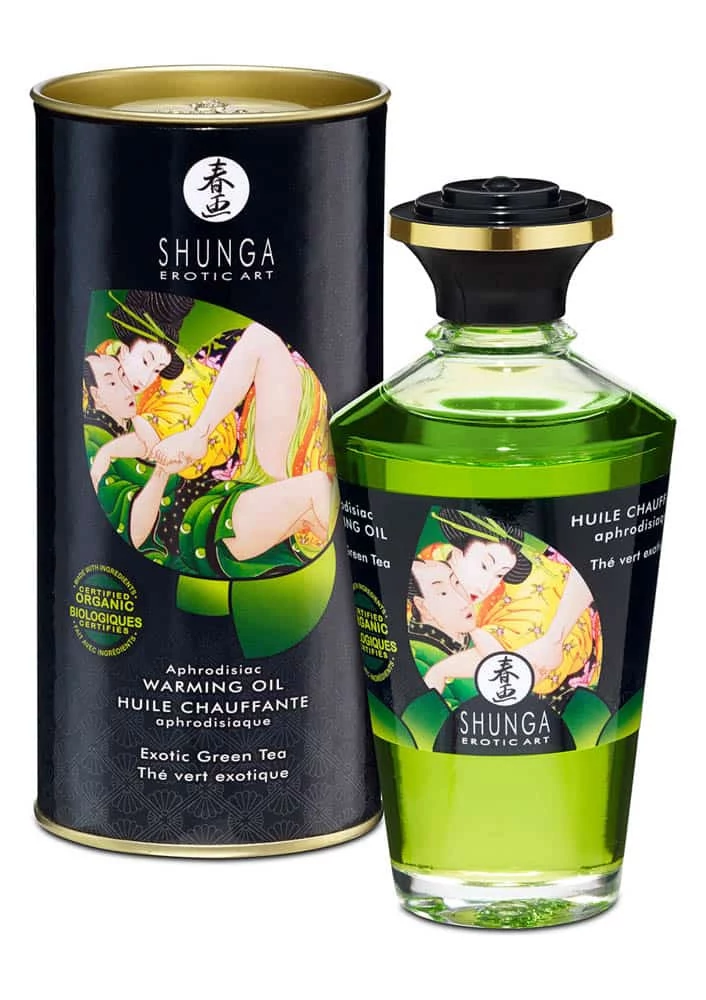 Shunga - Aphrodisiac Oils-Organica Exotic Green Tea - illatosított, melegítő hatású masszázsolaj (100ml) - zöld tea