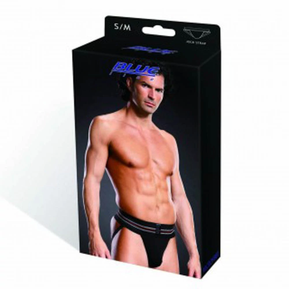 Blue Line - Performance Microfiber Jock Strap - erotikus férfi szuszpenzor (S/M) - fekete