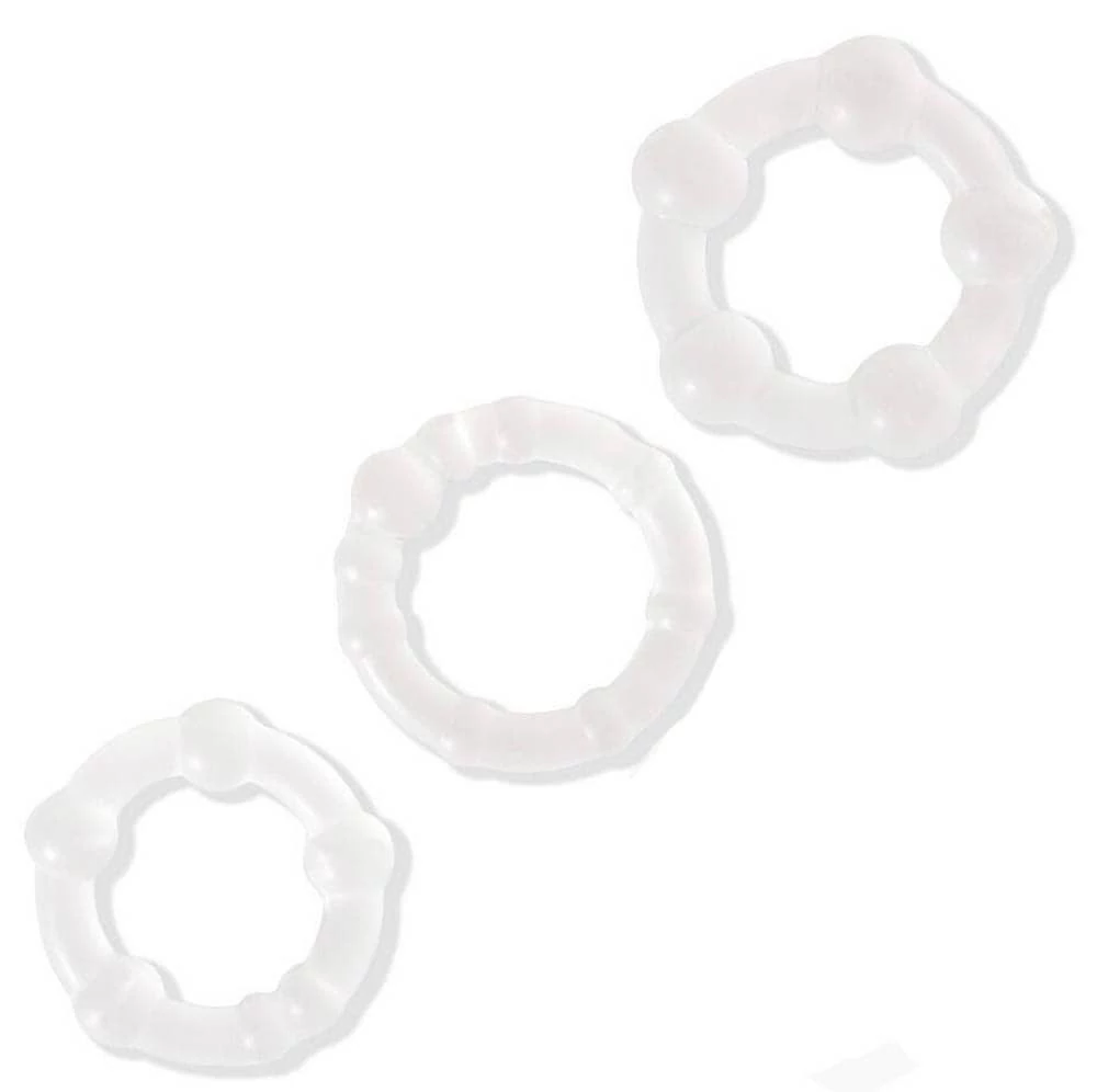 Lovetoy - Triple Beaded Ring Set - gyöngyös péniszgyűrű szett (3dbcs) - áttetsző