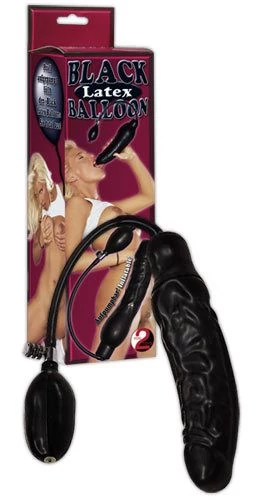Orion - Black Latex Ballon - pumpálható, élethű dildó (fekete)