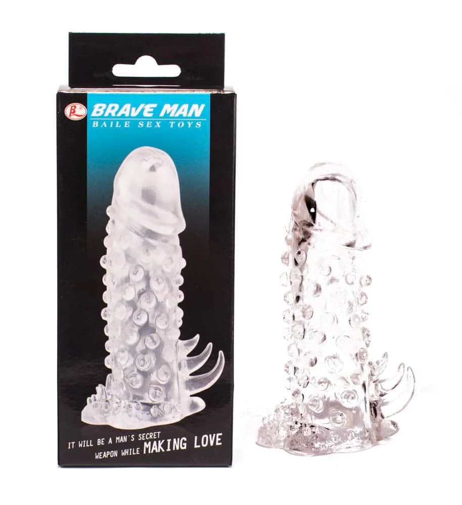 Baile - Brave Man - rücskös péniszköpeny csiklóizgatóval (áttetsző)