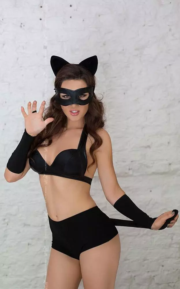 Softline - Catwoman - 5 részes, erotikus macskanő jelmez (S) - fekete