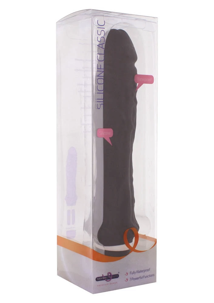 Seven Creations - Classic Large Vibrator - 7 funkciós, élethű vibrátor (25cm) fekete